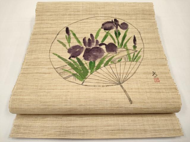 平和屋着物＊夏物　八寸名古屋帯　作家物　手描き　うちわ　八ツ橋　CABL1383tx