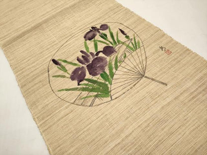 平和屋着物＊夏物　八寸名古屋帯　作家物　手描き　うちわ　八ツ橋　CABL1383tx