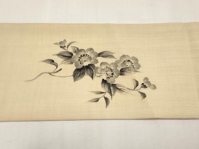 平和屋着物＊夏物　九寸名古屋帯　手描き　枝花文　CABL1386tx