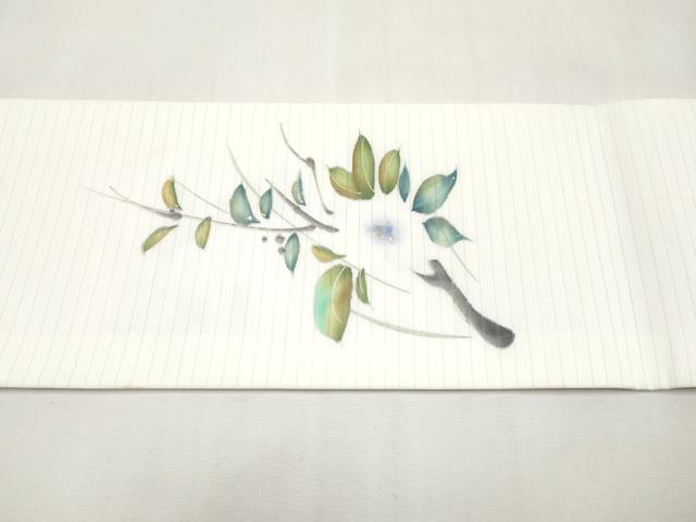 平和屋着物＊夏物　九寸名古屋帯　手描き　枝花文　金彩　CABL1389tx