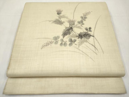 平和屋着物＊夏物　九寸開き名古屋帯　手描き　草花文　CABL1391tx