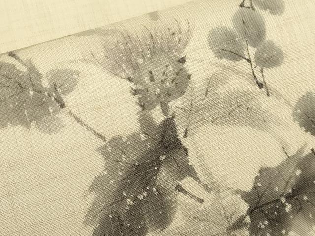 平和屋着物＊夏物　九寸開き名古屋帯　手描き　草花文　CABL1391tx