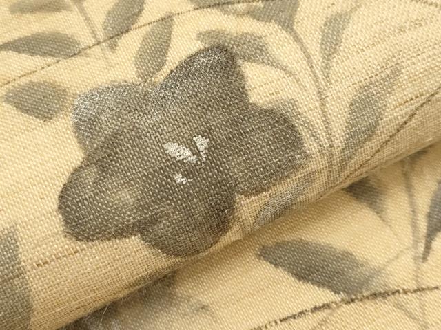 平和屋着物＊夏物　九寸名古屋帯　手描き　桔梗　銀彩　麻　逸品　CABL1404tx
