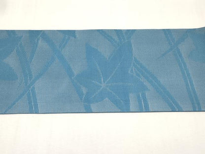 平和屋着物＊夏物　九寸名古屋帯　楓文　薄縹色　正絹　逸品　CABL1405tx