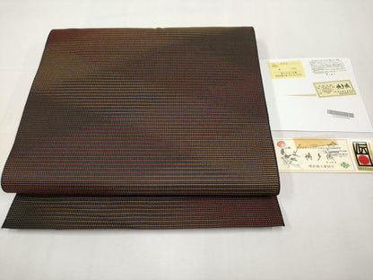 平和屋着物＊夏物　本場筑前博多織　八寸名古屋帯　霞文　博多金ラベル　証紙付き　正絹　逸品　CABL1408tx