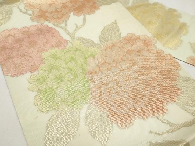 平和屋着物＊夏物　九寸名古屋帯　枝花文　金糸　正絹　逸品　CABL1409tx