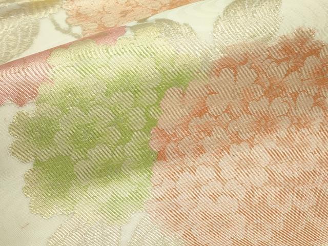 平和屋着物＊夏物　九寸名古屋帯　枝花文　金糸　正絹　逸品　CABL1409tx