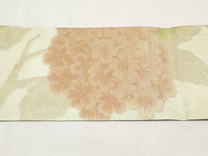 平和屋着物＊夏物　九寸名古屋帯　枝花文　金糸　正絹　逸品　CABL1409tx