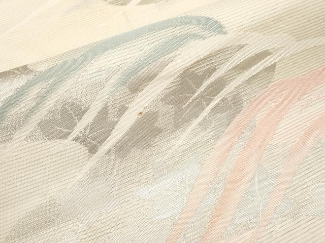 平和屋着物＊夏物　九寸名古屋帯　竜田川　銀糸　正絹　逸品　CABL1411tx