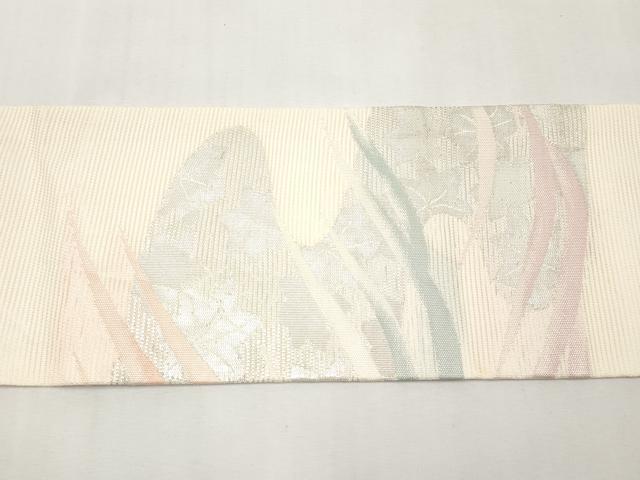 平和屋着物＊夏物　九寸名古屋帯　竜田川　銀糸　正絹　逸品　CABL1411tx