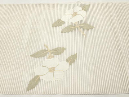 平和屋着物＊夏物　八寸名古屋帯　絽綴れ　枝椿文　金銀糸　正絹　逸品　CABL1413tx