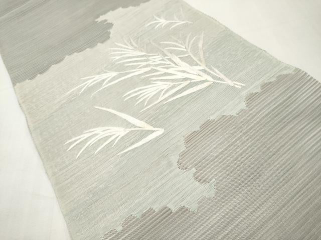 平和屋着物＊夏物　八寸名古屋帯　総刺繍　絽綴れ　枝葉文　正絹　逸品　CABL1415tx