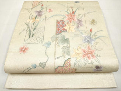 平和屋着物＊夏物　中国三大刺繍　相良刺繍　総刺繍　太鼓柄袋帯　短冊花文　正絹　逸品　CABL1426tx