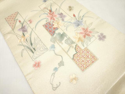 平和屋着物＊夏物　中国三大刺繍　相良刺繍　総刺繍　太鼓柄袋帯　短冊花文　正絹　逸品　CABL1426tx