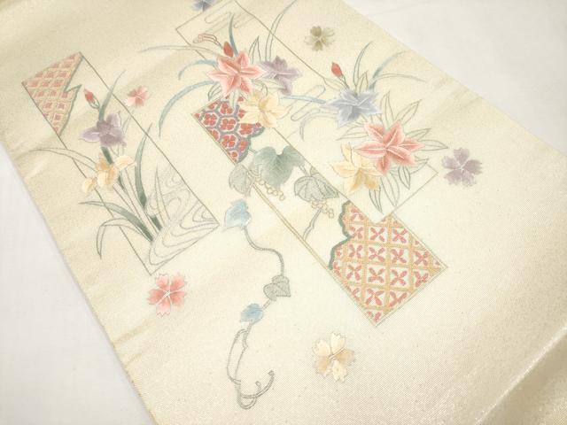 平和屋着物＊夏物　中国三大刺繍　相良刺繍　総刺繍　太鼓柄袋帯　短冊花文　正絹　逸品　CABL1426tx