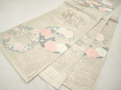 平和屋着物＊夏物　六通柄袋帯　花丸文　金銀糸　正絹　逸品　CABL1429tx