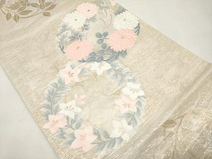 平和屋着物＊夏物　六通柄袋帯　花丸文　金銀糸　正絹　逸品　CABL1429tx
