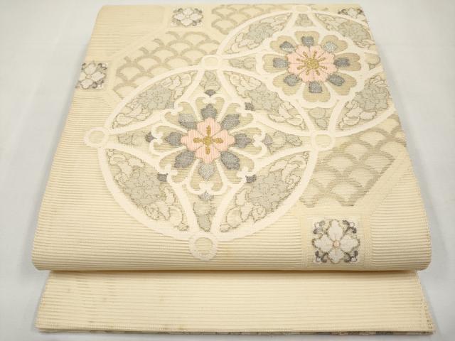 平和屋着物＊夏物　太鼓柄袋帯　絽綴れ　七宝花文　金銀糸　正絹　逸品　CABL1431tx