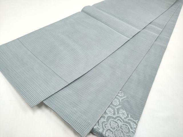 平和屋着物＊夏物　中国三大刺繍　スワトウ刺繍　総刺繍　絽刺し　区限刺繍　太鼓柄袋帯　正倉院花文　灰青色　正絹　逸品　CABL1432tx