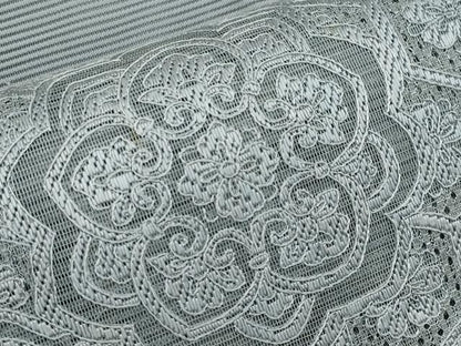 平和屋着物＊夏物　中国三大刺繍　スワトウ刺繍　総刺繍　絽刺し　区限刺繍　太鼓柄袋帯　正倉院花文　灰青色　正絹　逸品　CABL1432tx
