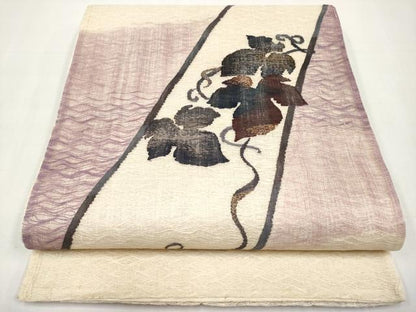 平和屋着物＊夏物　太鼓柄袋帯　すくい織　蔦の葉文　金糸　正絹　逸品　CABL1434tx