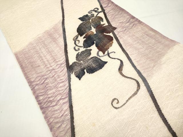 平和屋着物＊夏物　太鼓柄袋帯　すくい織　蔦の葉文　金糸　正絹　逸品　CABL1434tx