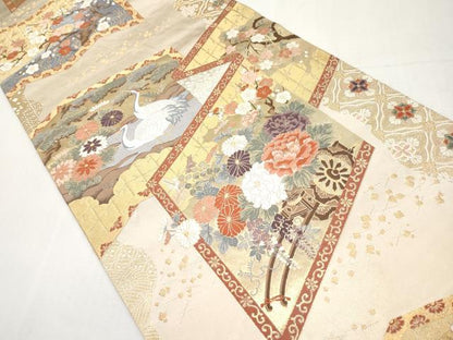 平和屋本店▼六通柄袋帯　唐織　屏風花車文　本金箔九百錦　正絹　逸品　CABL1441tx