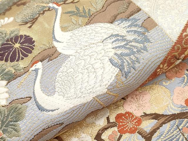 平和屋本店▼六通柄袋帯　唐織　屏風花車文　本金箔九百錦　正絹　逸品　CABL1441tx