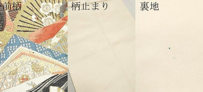 平和屋本店▼六通柄袋帯　唐織　麗姫競扇　本金箔　正絹　逸品　CABL1442tx