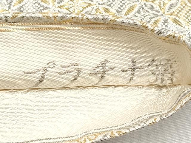 平和屋本店▼太鼓柄袋帯　地紙流水舞桜文　弐拾四金箔　プラチナ箔　正絹　逸品　CABL1445tx