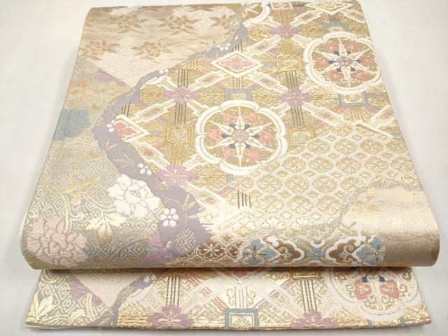 平和屋本店▼六通柄袋帯　唐織　正倉院花文　本金箔二重織　正絹　逸品　CABL1448tx