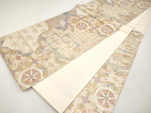 平和屋本店▼六通柄袋帯　唐織　正倉院花文　本金箔二重織　正絹　逸品　CABL1448tx