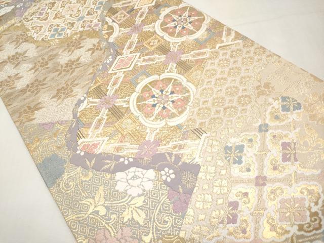平和屋本店▼六通柄袋帯　唐織　正倉院花文　本金箔二重織　正絹　逸品　CABL1448tx