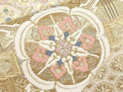 平和屋本店▼六通柄袋帯　唐織　正倉院花文　本金箔二重織　正絹　逸品　CABL1448tx