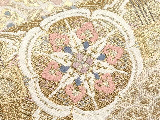平和屋本店▼六通柄袋帯　唐織　正倉院花文　本金箔二重織　正絹　逸品　CABL1448tx