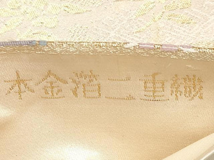 平和屋本店▼六通柄袋帯　唐織　正倉院花文　本金箔二重織　正絹　逸品　CABL1448tx