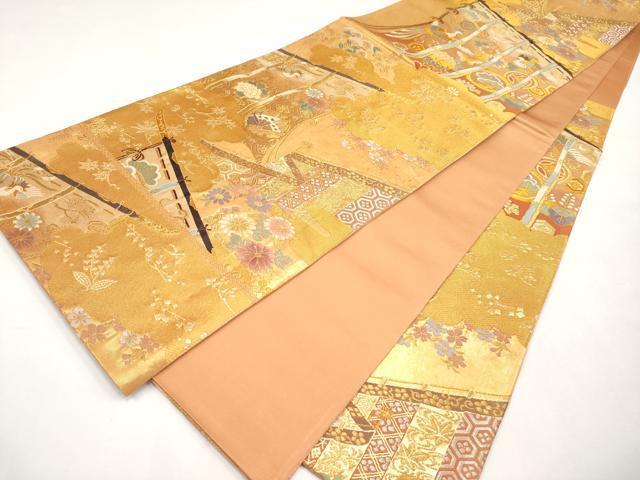 平和屋本店▼六通柄袋帯　唐織　几帳鳳凰花文　本金箔　正絹　逸品　CABL1452tx