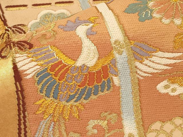 平和屋本店▼六通柄袋帯　唐織　几帳鳳凰花文　本金箔　正絹　逸品　CABL1452tx