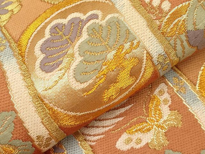 平和屋本店▼六通柄袋帯　唐織　几帳鳳凰花文　本金箔　正絹　逸品　CABL1452tx