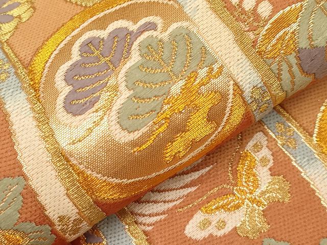 平和屋本店▼六通柄袋帯　唐織　几帳鳳凰花文　本金箔　正絹　逸品　CABL1452tx
