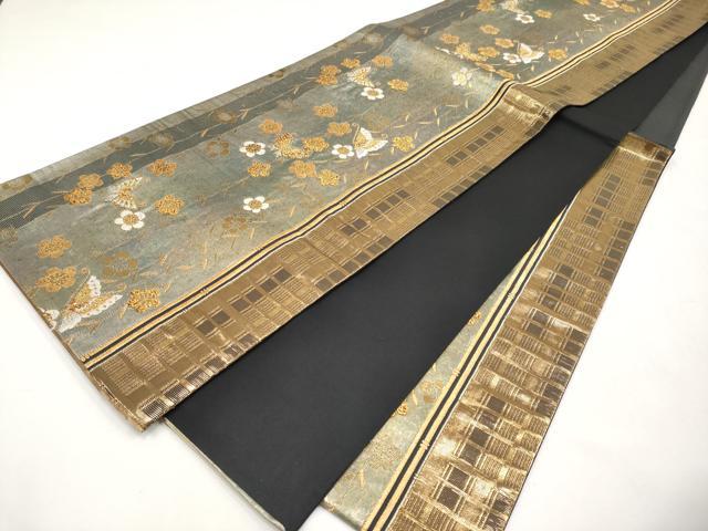 平和屋本店▼六通柄袋帯　花蝶文　本金二重箔　正絹　逸品　CABL1453tx