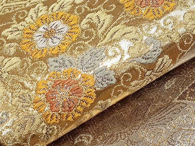 平和屋本店▼六通柄袋帯　正倉院花文　純金二重箔　正絹　逸品　未使用　CABL1454tx