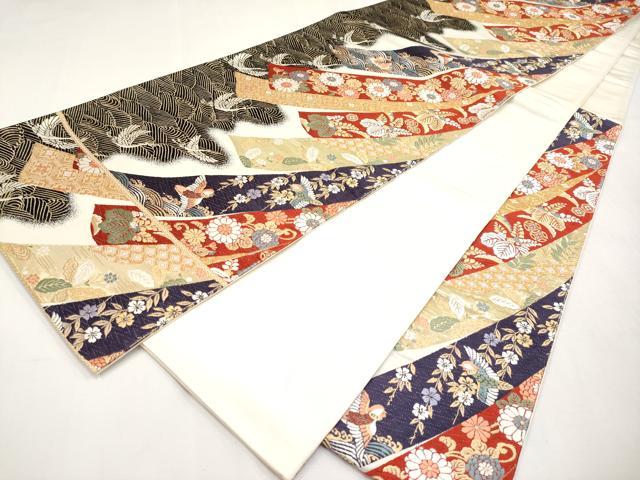 平和屋本店▼六通柄袋帯　唐織　几帳流水紋　本金箔　正絹　逸品　CABL1458tx