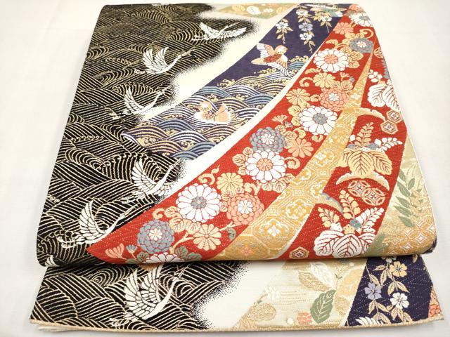 平和屋本店▼六通柄袋帯　唐織　几帳流水紋　本金箔　正絹　逸品　CABL1458tx