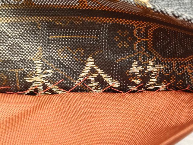 平和屋本店▼六通柄袋帯　向かい鳥舞花文　艶飾箔　本金箔　正絹　逸品　CABL1459tx