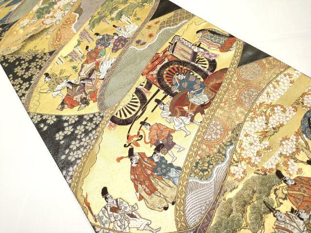 平和屋本店▼六通柄袋帯　唐織　住吉物語絵巻　本うるし本金箔　正絹　逸品　CABL1462tx