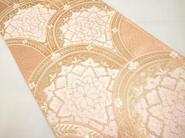 平和屋本店▼六通柄袋帯　唐織　花青海波　錦純金箔24K　正絹　逸品　CABL1464tx
