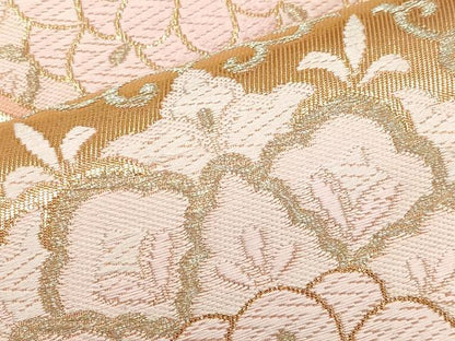 平和屋本店▼六通柄袋帯　唐織　花青海波　錦純金箔24K　正絹　逸品　CABL1464tx