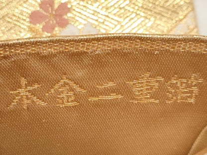 平和屋本店▼六通柄袋帯　唐織　短冊小袖文　本金二重箔　正絹　逸品　CABL1467tx