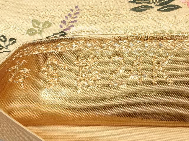 平和屋本店▼六通柄袋帯　唐織　御所車鴛鴦花文　本金箔24K　正絹　逸品　CABL1473tx